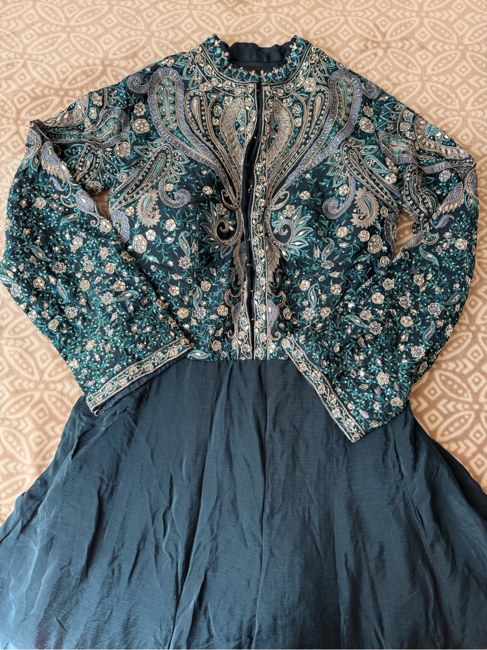 Indian Suit Dress, Embellished Teal & Navy